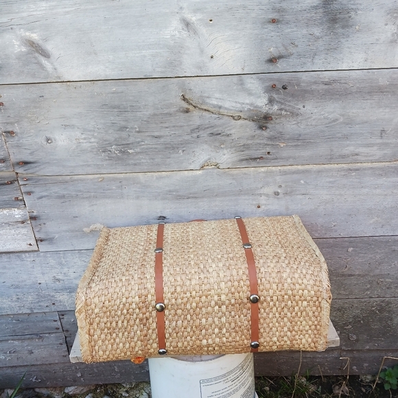 Acapulco Mexico Vintage Woven‎ Rattan Large Beach Bag Tote 3D Flowers Orange/Red - Picture 8 of 13